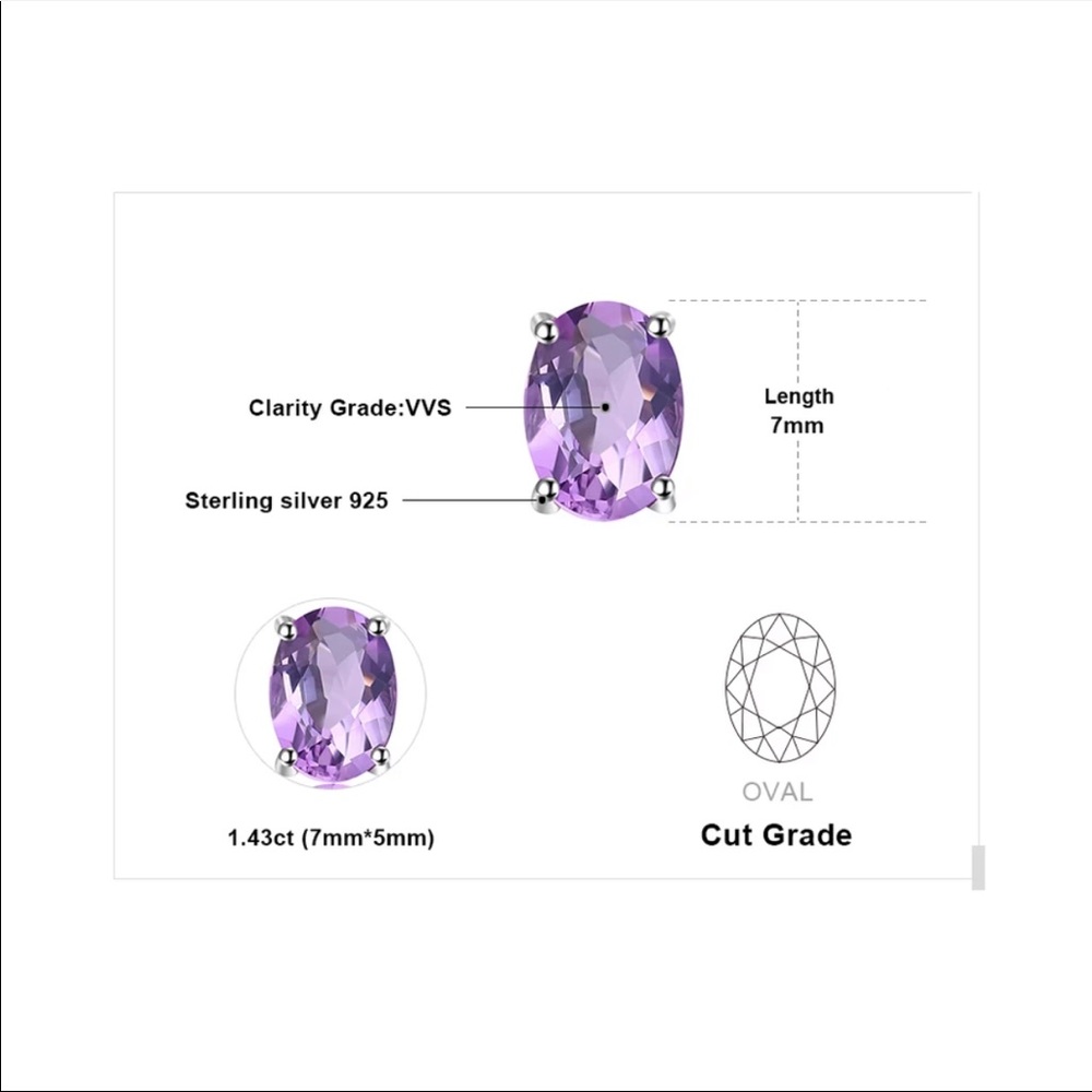 2.8ct Genuine Amethyst earrings - Picture 4 of 6